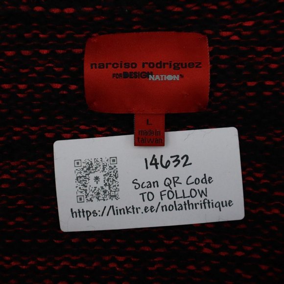 Narciso Rodriguez Sweater Womens L Red Rose Combo Cardigan Open Front Knit - Picture 2 of 15